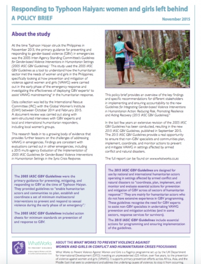 Policy Brief: Responding to Typhoon Haiyan