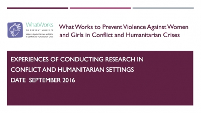 Experiences of conducting research in conflict and humanitarian settings