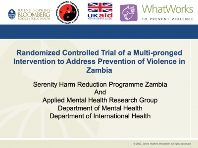 Randomized Controlled Trial of a Multi-pronged Intervention to Address Prevention of Violence in Zambia - SHARPZ, Zambia