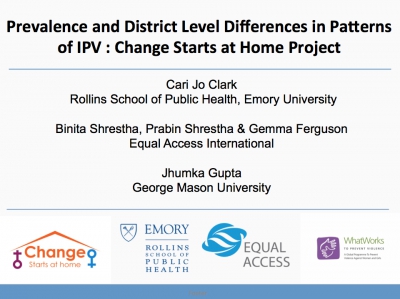 Prevalence and District Level Differences in Patterns of IPV : Change Starts at Home Project - Equal Access, Nepal