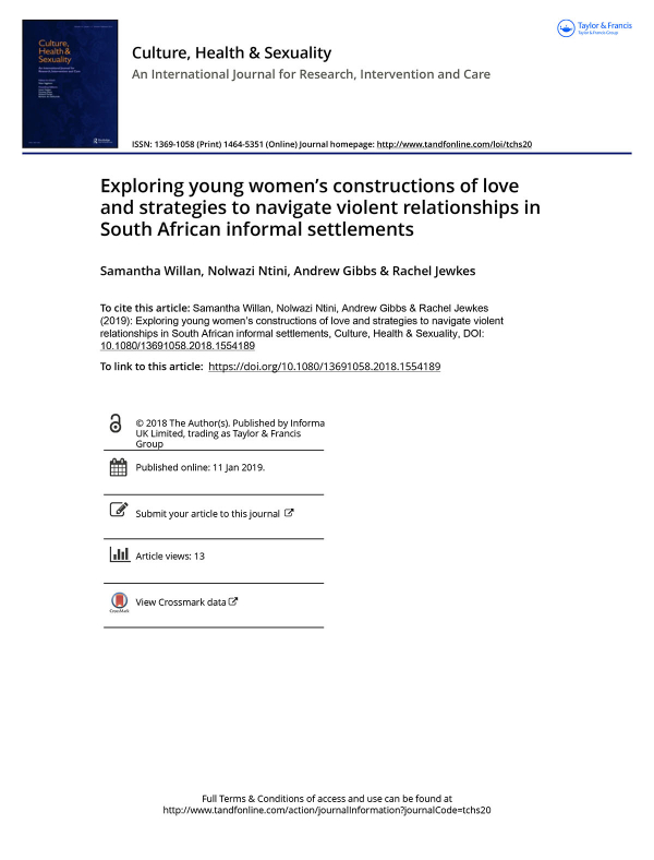 Exploring young women’s constructions of love and strategies to navigate violent relationships in South African informal settlements