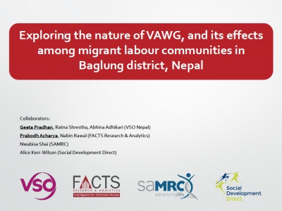 Exploring the nature of VAWG, and its effects among migrant labour communities in Baglung district, Nepal