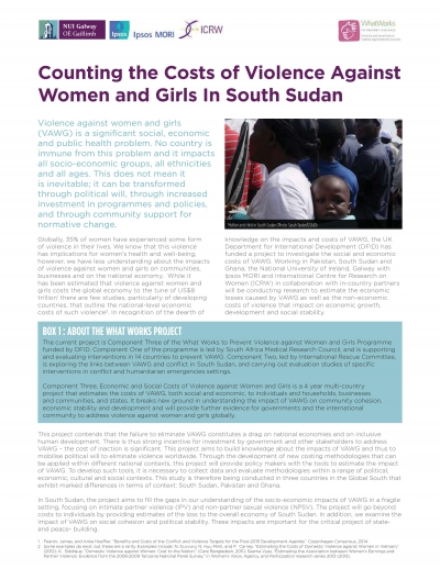 Counting the Costs of Violence Against Women and Girls in South Sudan