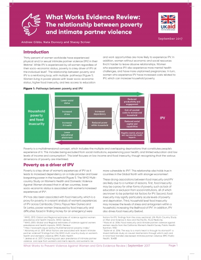 What Works Evidence Review – The Relationship between Poverty and Intimate Partner Violence